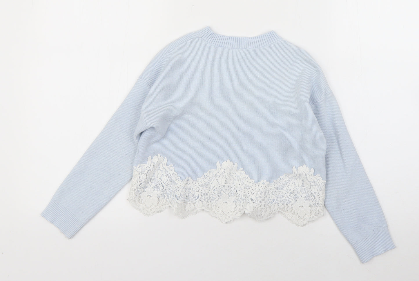 River Island  Girls Blue Round Neck  Viscose Pullover Jumper Size 7-8 Years