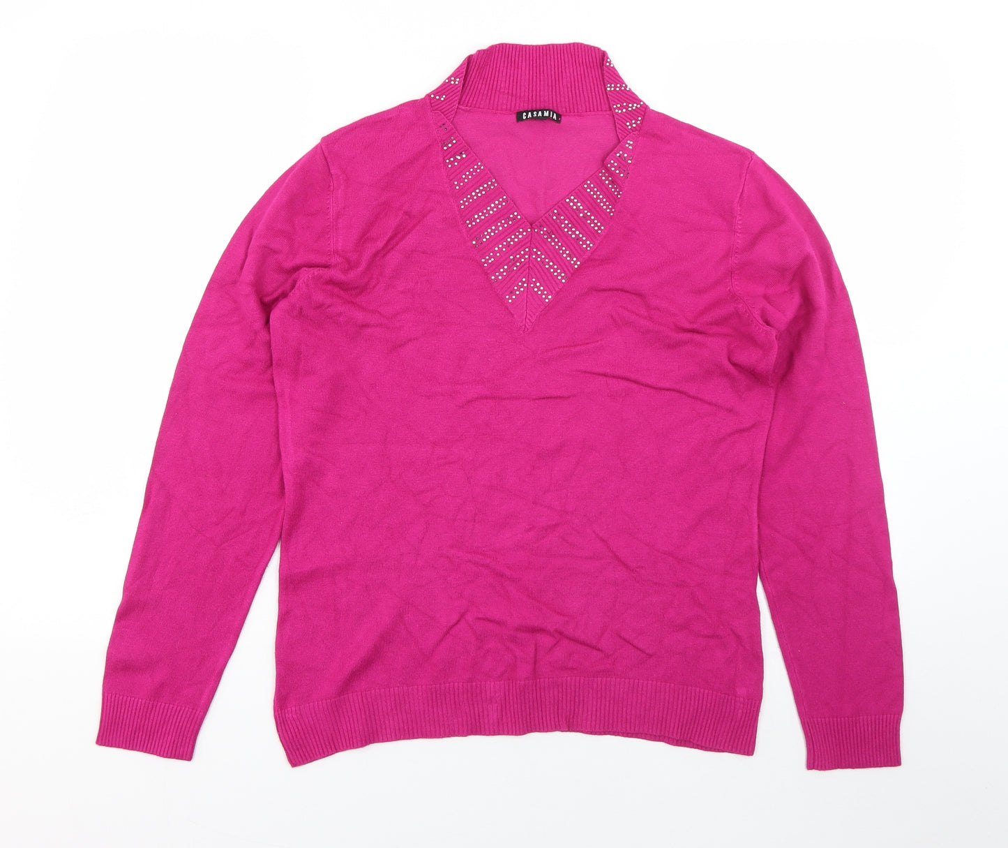 Casamia  Womens Pink V-Neck   Pullover Jumper Size S