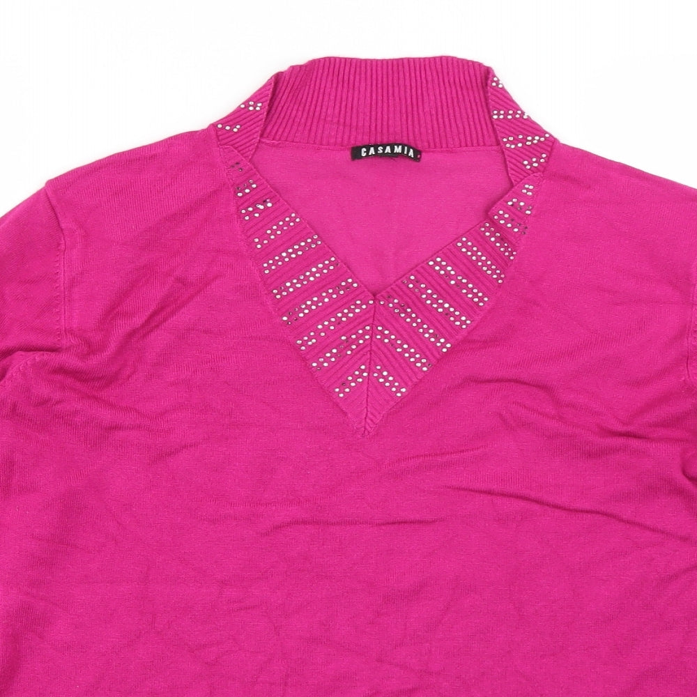 Casamia  Womens Pink V-Neck   Pullover Jumper Size S