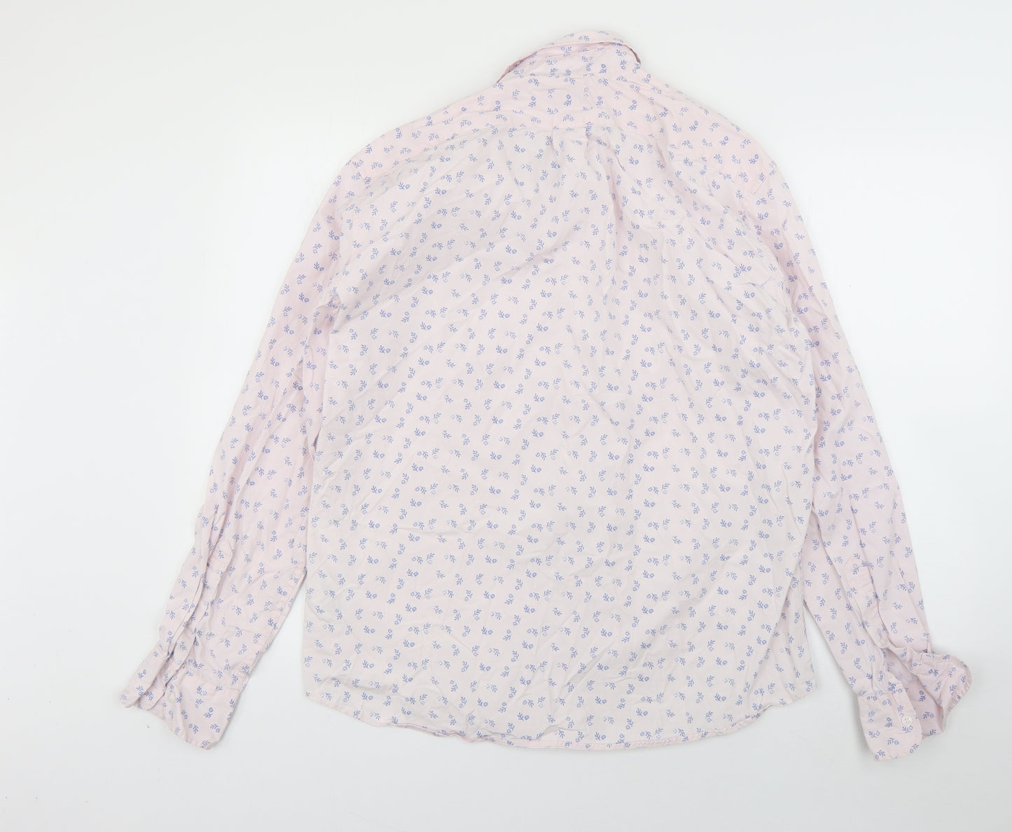 J .Crew Mens Pink Floral Cotton  Button-Up Size L Collared