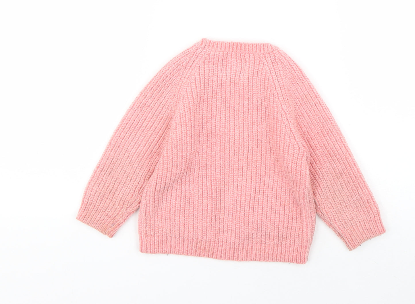 F&F Girls Pink Round Neck  Polyester Pullover Jumper Size 2-3 Years