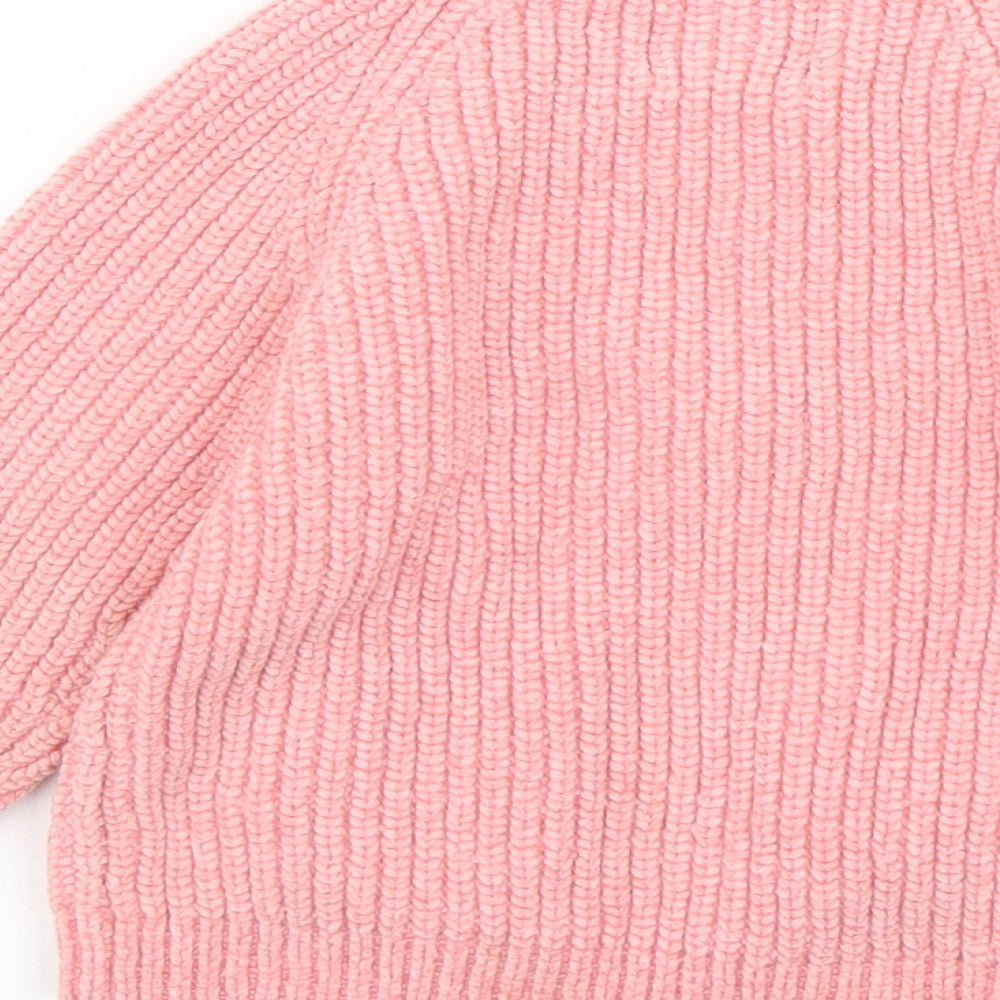 F&F Girls Pink Round Neck  Polyester Pullover Jumper Size 2-3 Years