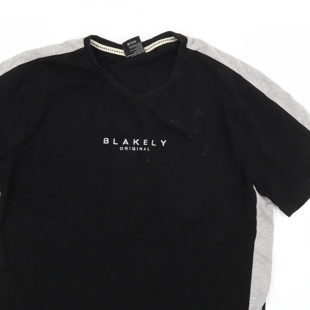 Blakely Mens Black  Cotton  T-Shirt Size M Round Neck
