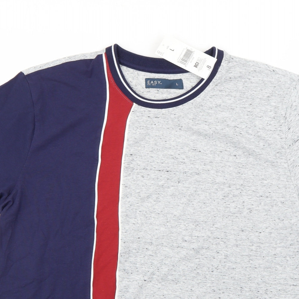 Easy Mens Multicoloured  Cotton  T-Shirt Size L Round Neck