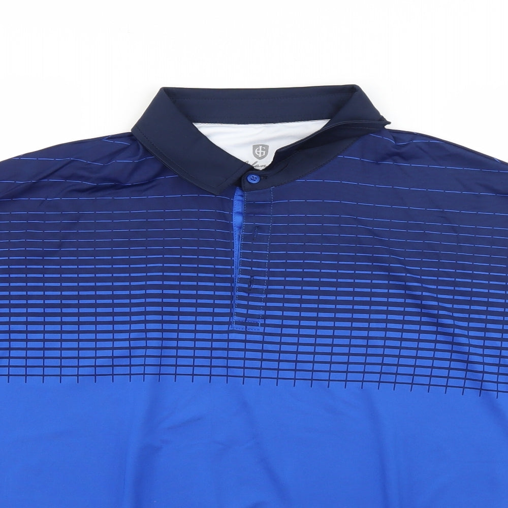 Island Green  Mens Blue Check   Polo Size XL Collared