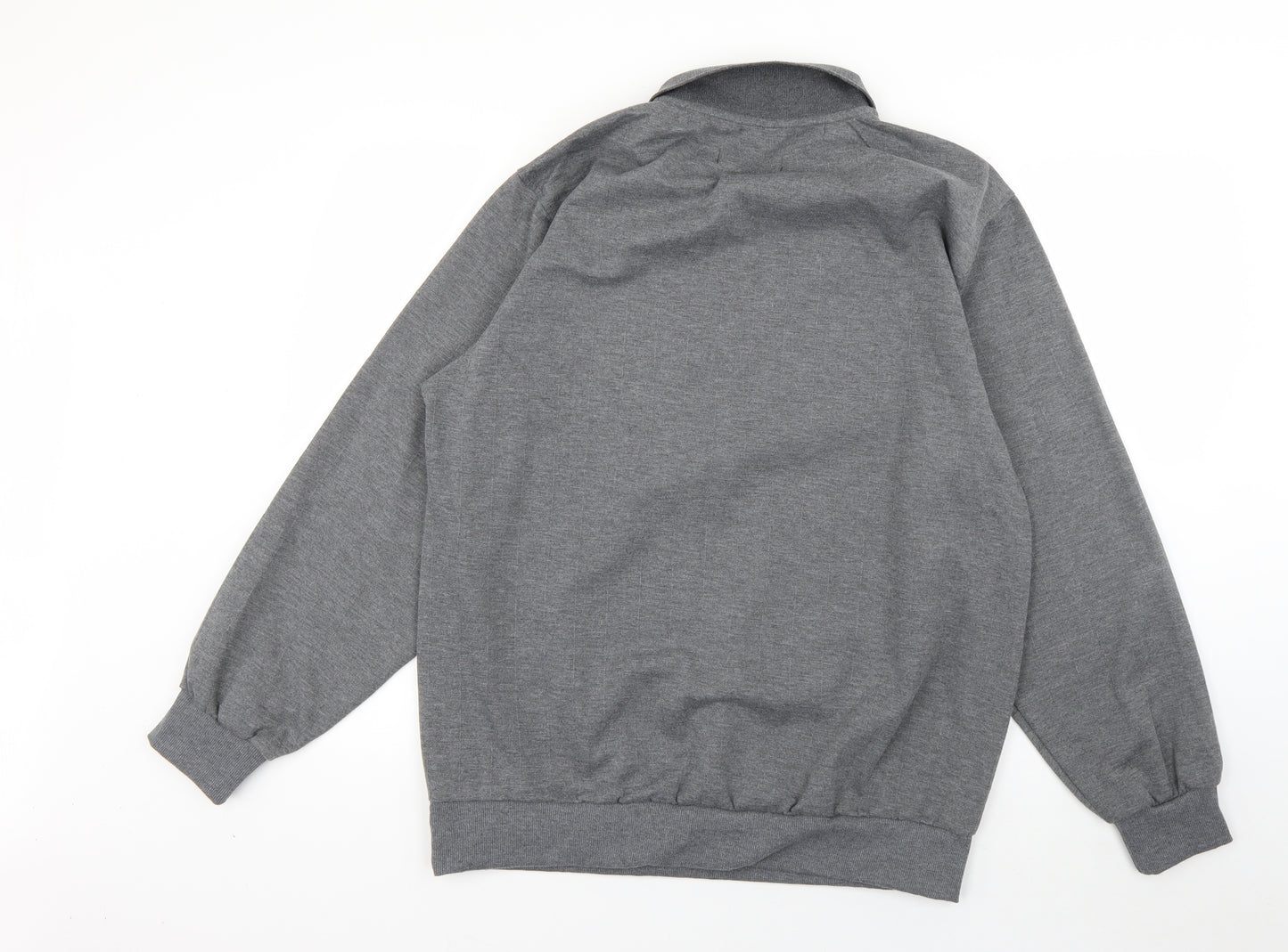 D Project Mens Grey Collared Check Polyester Pullover Jumper Size XL