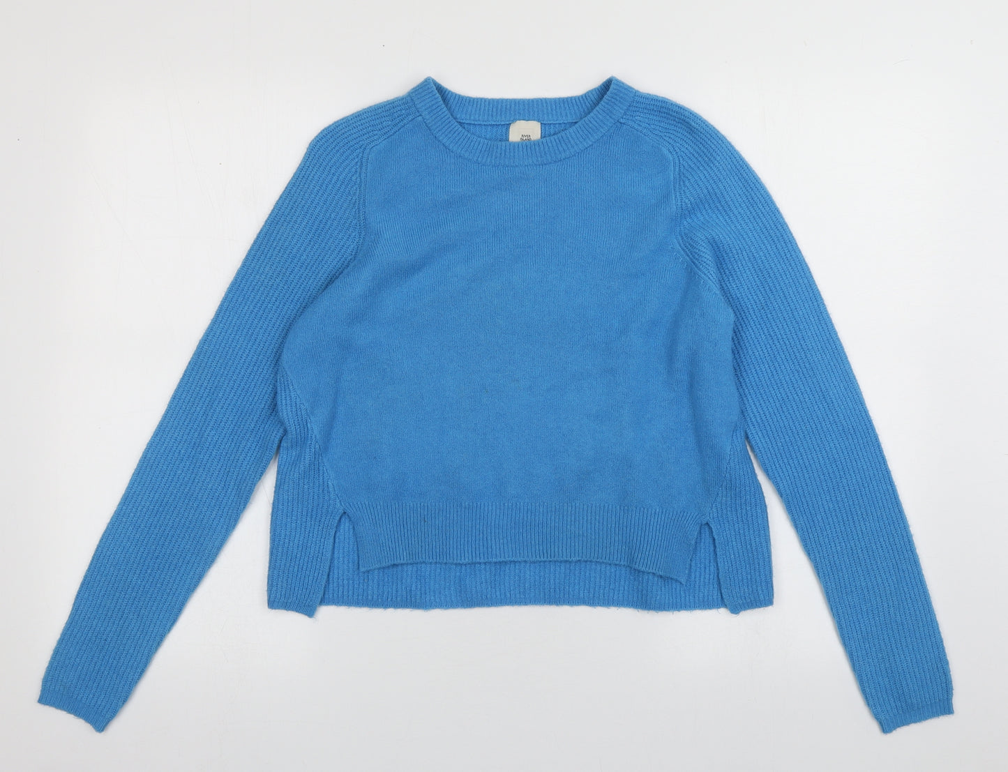 River Island Womens Blue Crew Neck  Acrylic Pullover Jumper Size 8