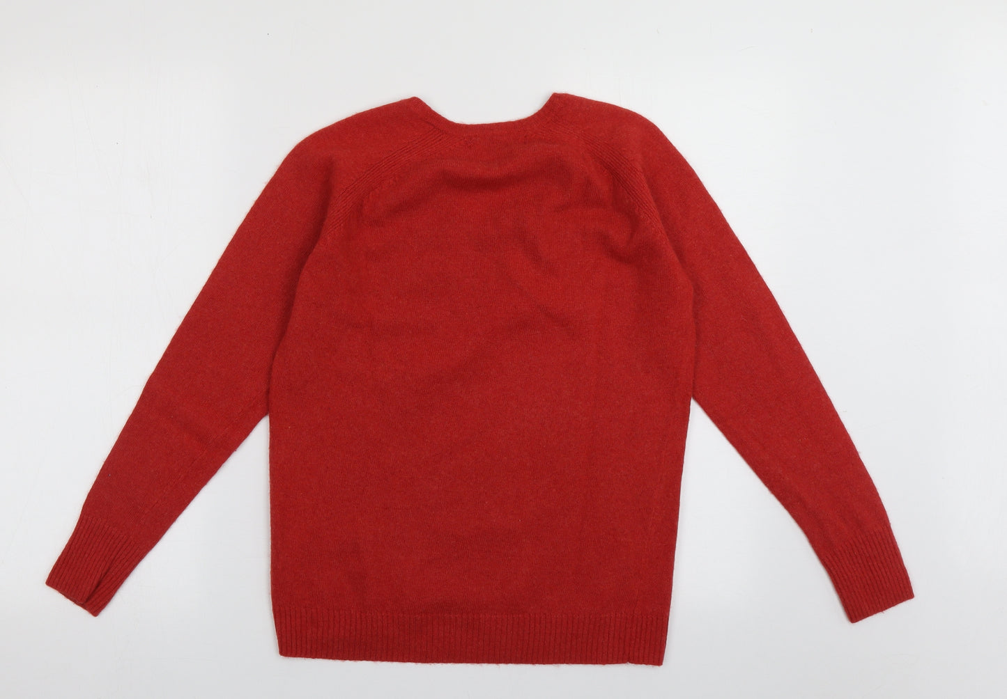 Marks and Spencer Womens Red V-Neck  Wool Pullover Jumper Size 10