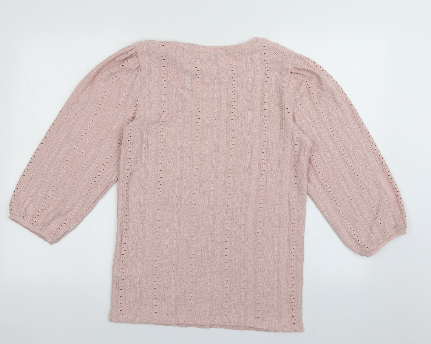 Matalan Womens Pink Geometric Polyester Basic Blouse Size 10 Crew Neck