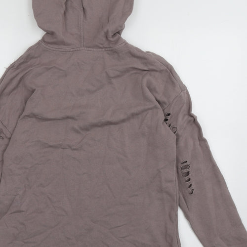 Topshop Womens Purple  Cotton Pullover Hoodie Size 8  Pullover - ripped details