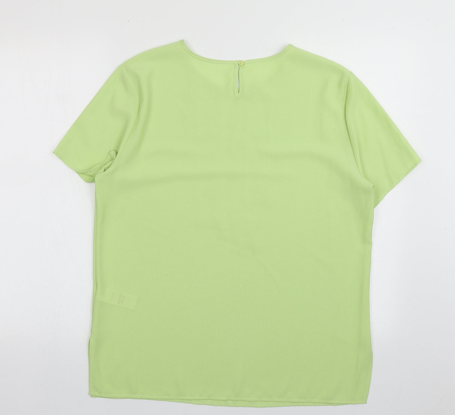 Marks and Spencer Womens Green Fair Isle Polyester Basic Blouse Size 14 Crew Neck