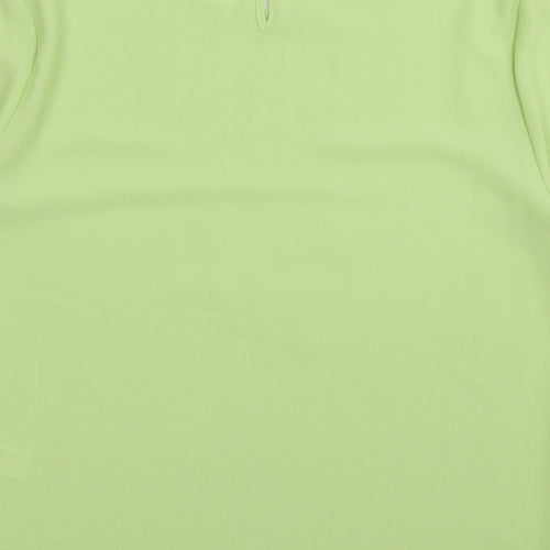 Marks and Spencer Womens Green Fair Isle Polyester Basic Blouse Size 14 Crew Neck