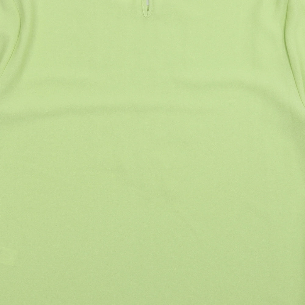 Marks and Spencer Womens Green Fair Isle Polyester Basic Blouse Size 14 Crew Neck