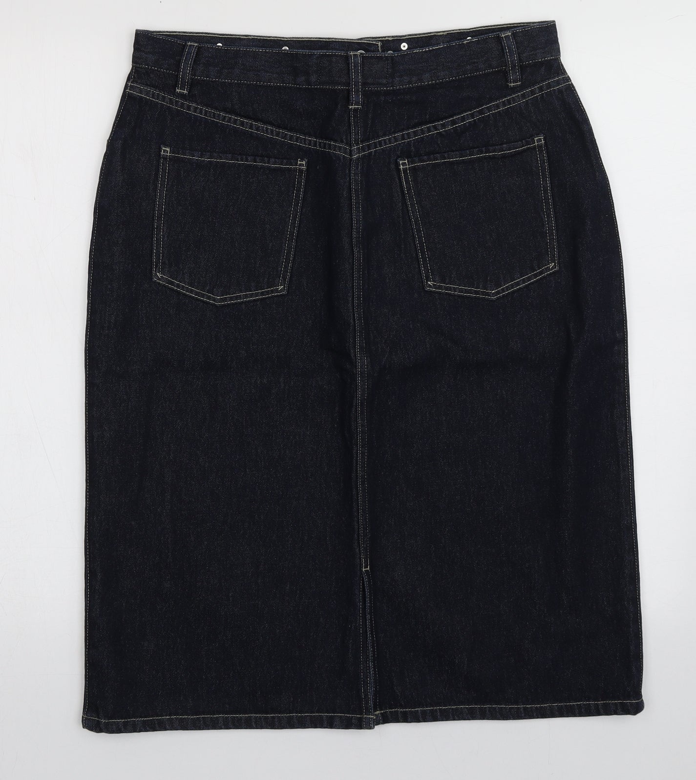 Dorothy Perkins Womens Blue  Cotton A-Line Skirt Size 14   Button