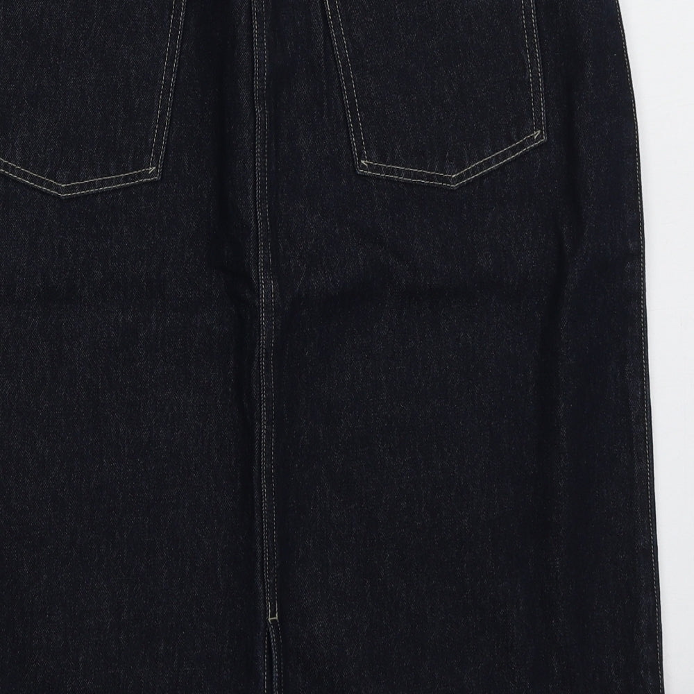 Dorothy Perkins Womens Blue  Cotton A-Line Skirt Size 14   Button