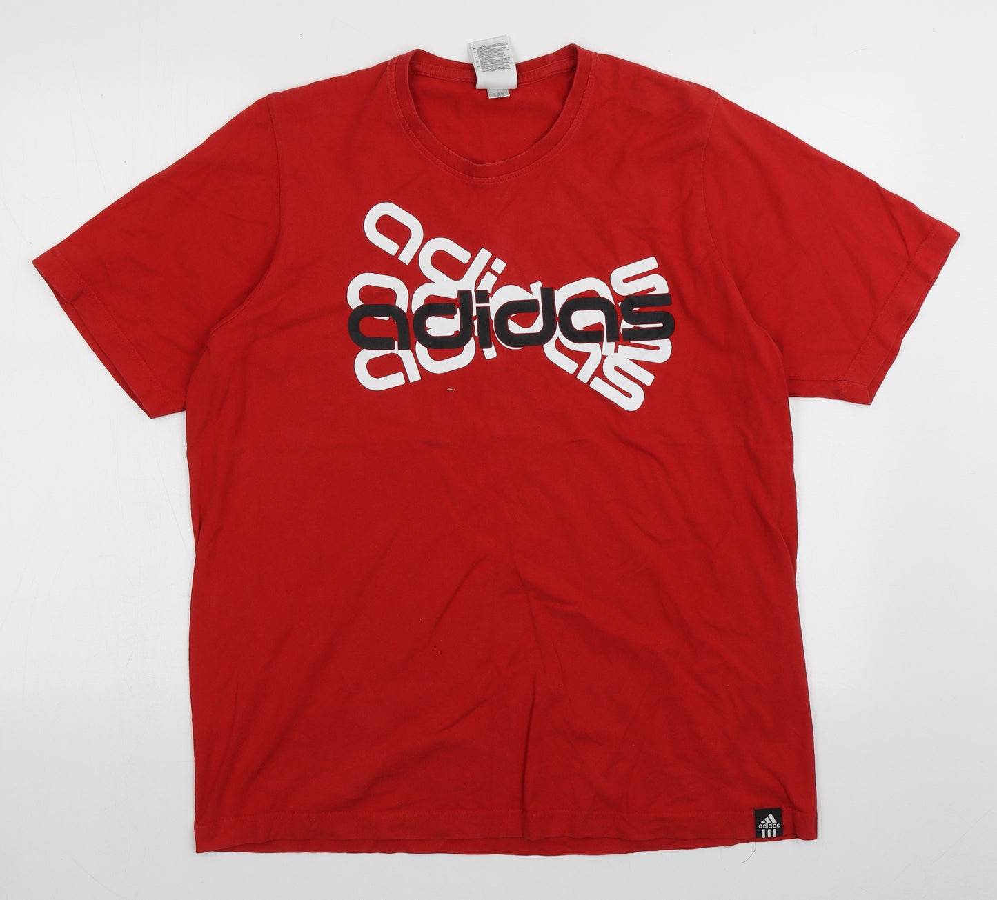 adidas Mens Red  Cotton  T-Shirt Size L Crew Neck