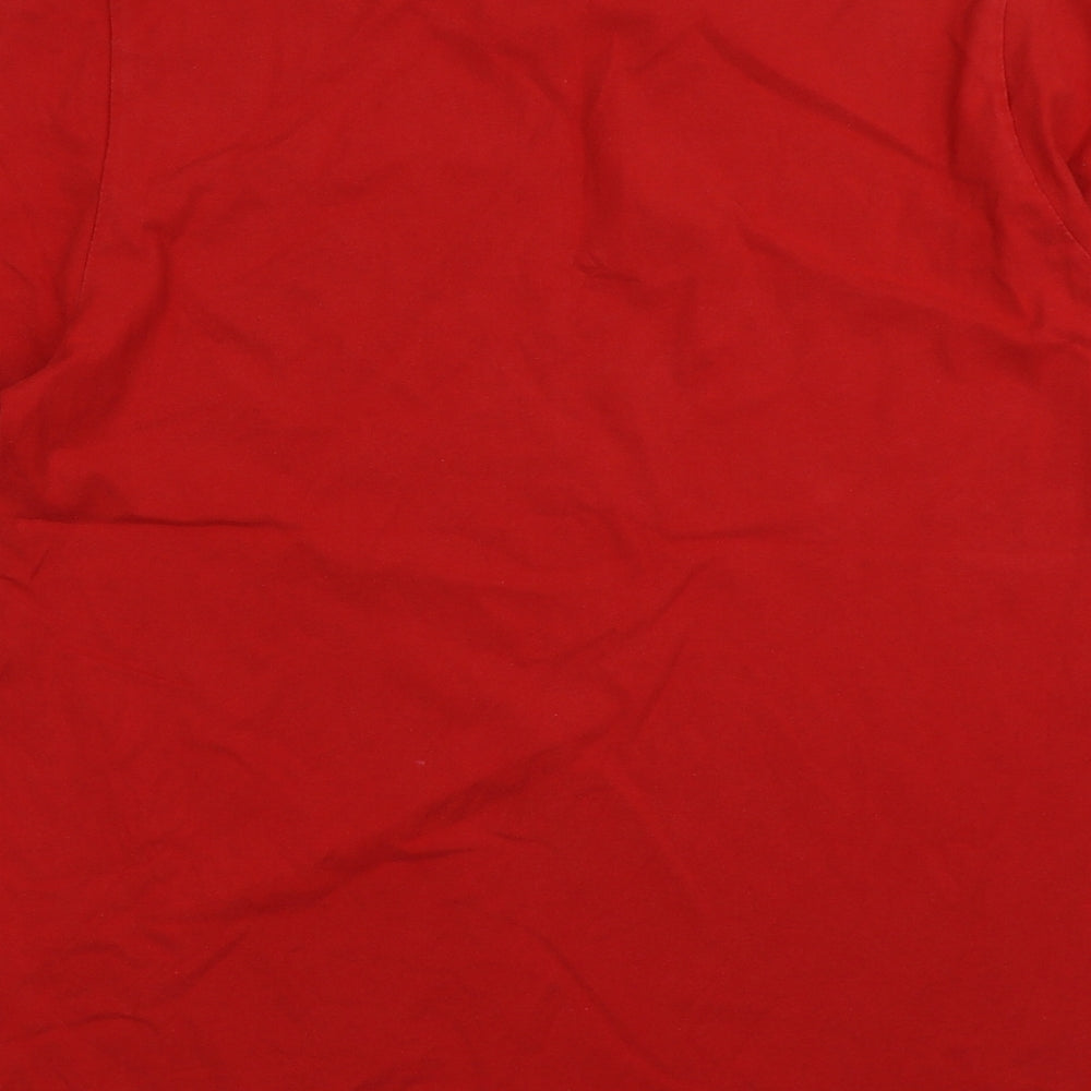 adidas Mens Red  Cotton  T-Shirt Size L Crew Neck