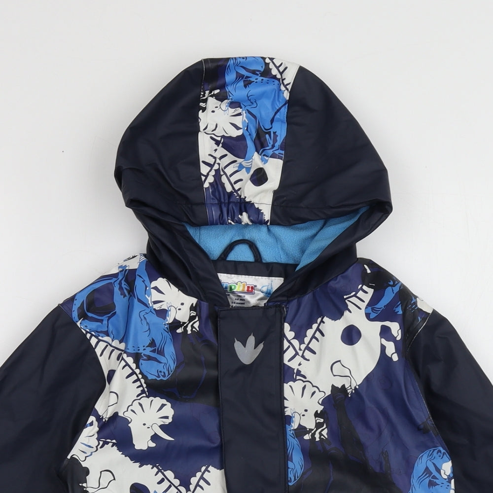 Lupilu Boys Blue Geometric  Rain Coat Coat Size 4-5 Years  Zip