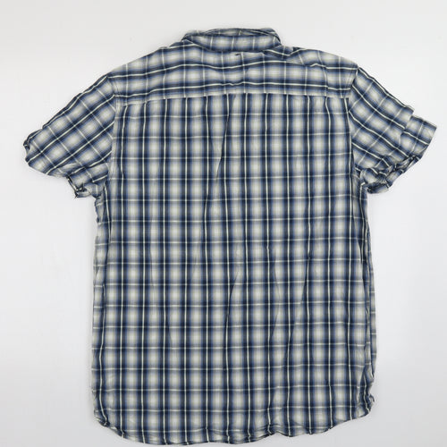 Cedar Wood State Mens Blue Check Cotton  Button-Up Size L Collared Button