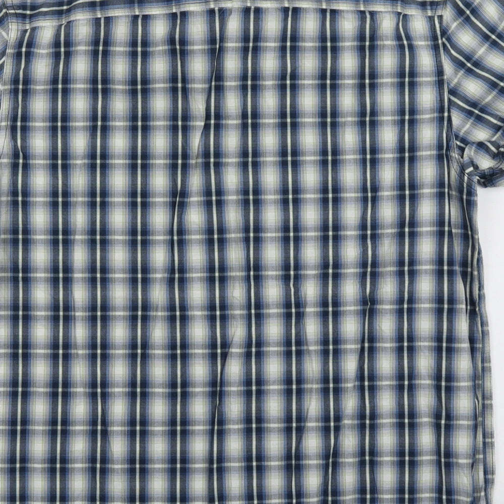 Cedar Wood State Mens Blue Check Cotton  Button-Up Size L Collared Button