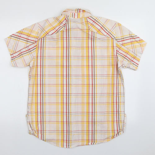 Mish Mash Mens Yellow Check Cotton  Button-Up Size L Collared Button