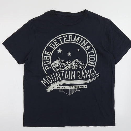 Burton Mens Blue  Cotton  T-Shirt Size L Crew Neck  - pure determination