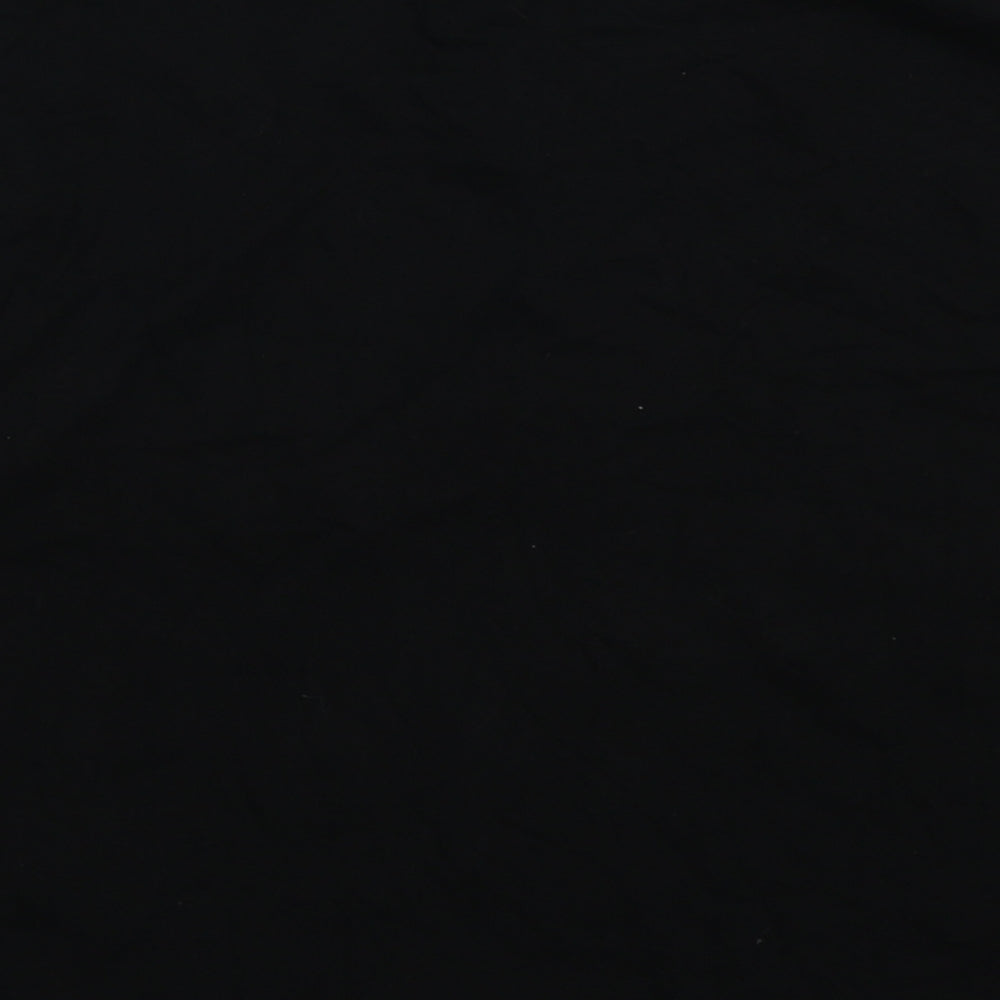 Miss Selfridge Womens Black  Cotton Cropped T-Shirt Size XS Collared