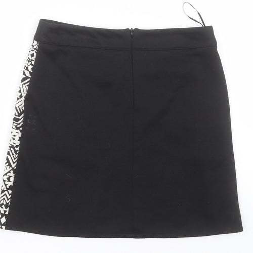 Primark Womens White Geometric Polyester A-Line Skirt Size 10   Zip