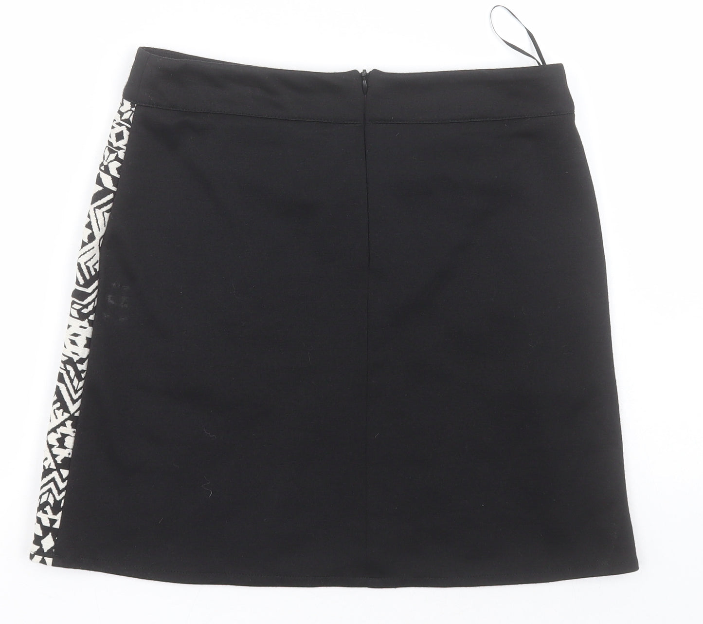 Primark Womens White Geometric Polyester A-Line Skirt Size 10   Zip