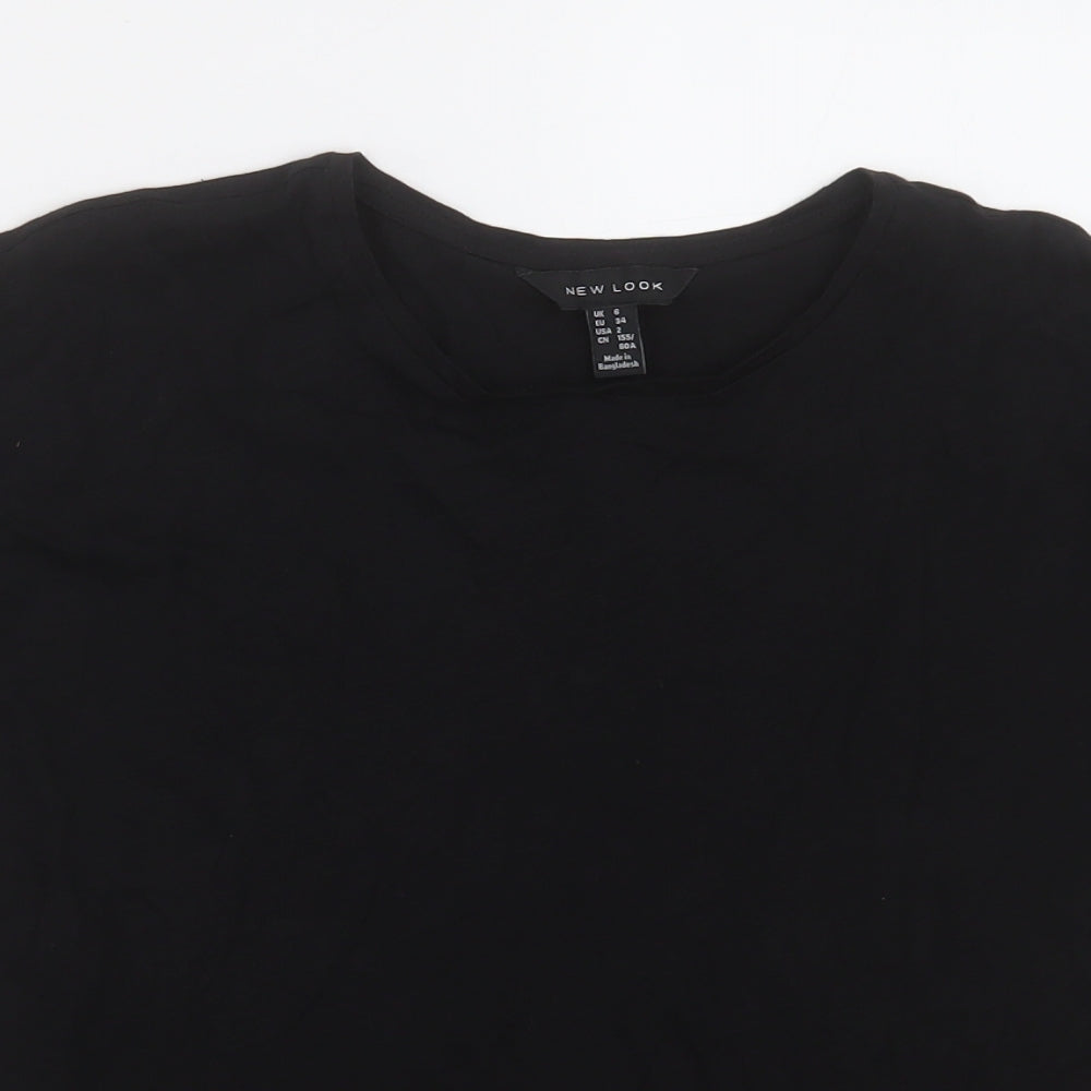 New Look Womens Black  Cotton Basic T-Shirt Size 6 Crew Neck