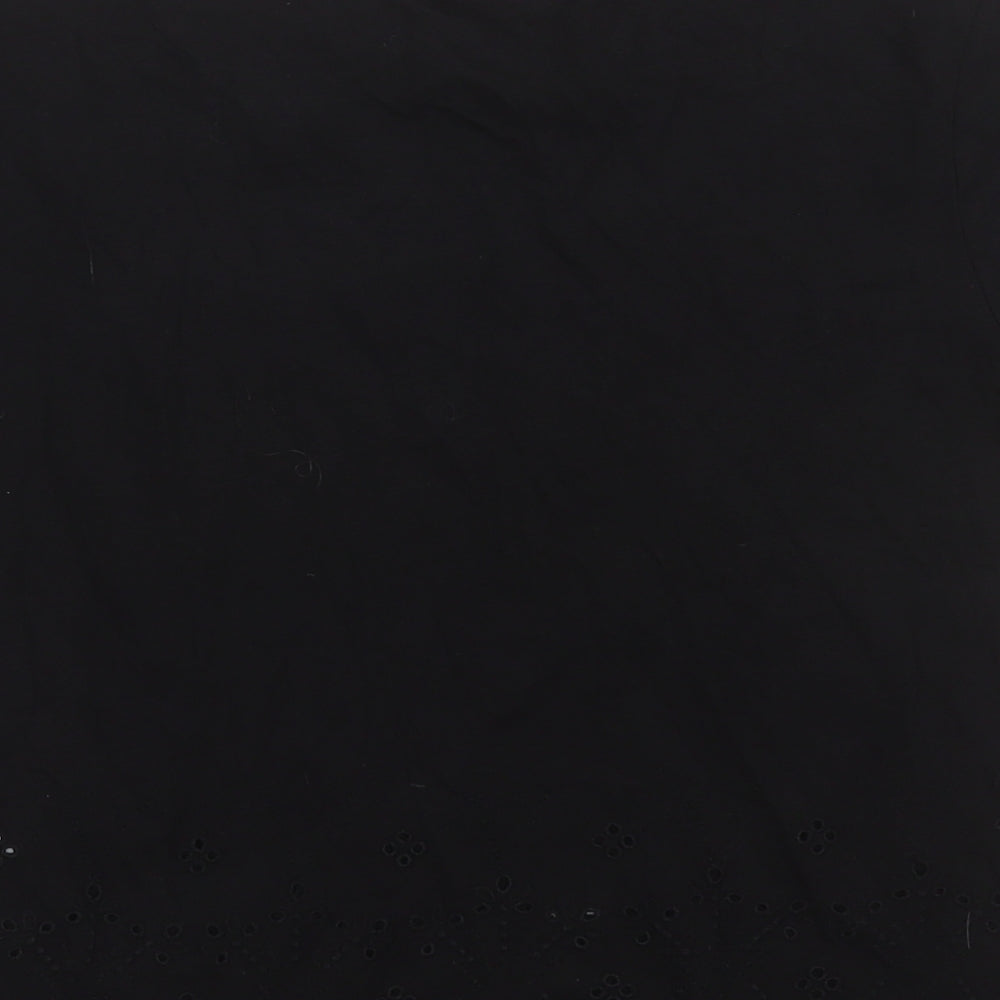 New Look Womens Black  Cotton Basic T-Shirt Size 6 Crew Neck