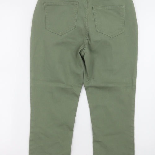 Dunnes Stores Womens Green  Cotton Cropped Jeans Size 10 L22 in Regular Button