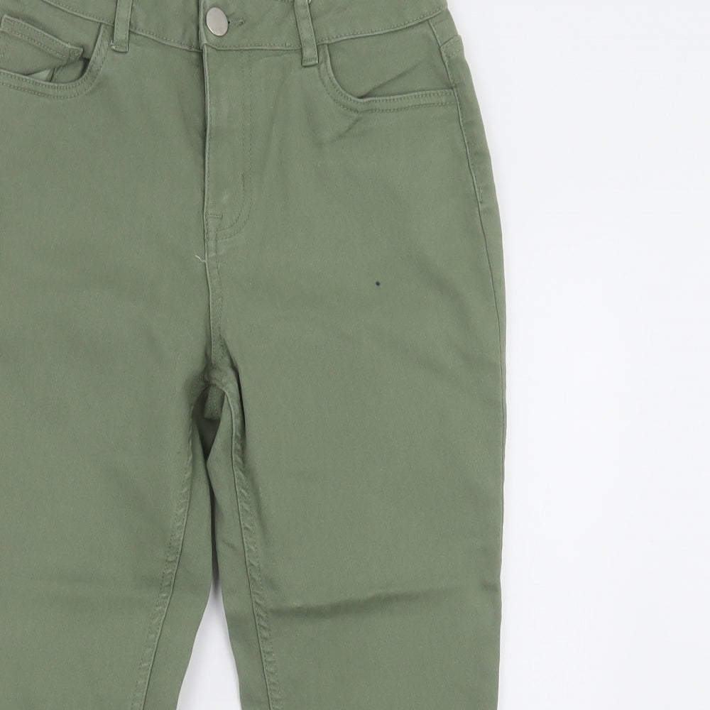 Dunnes Stores Womens Green  Cotton Cropped Jeans Size 10 L22 in Regular Button