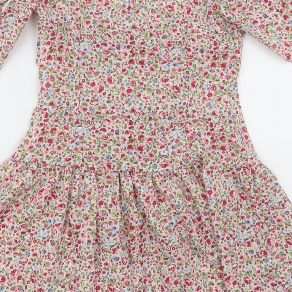 Missguided Womens Pink Floral Polyester A-Line  Size 10  V-Neck Pullover