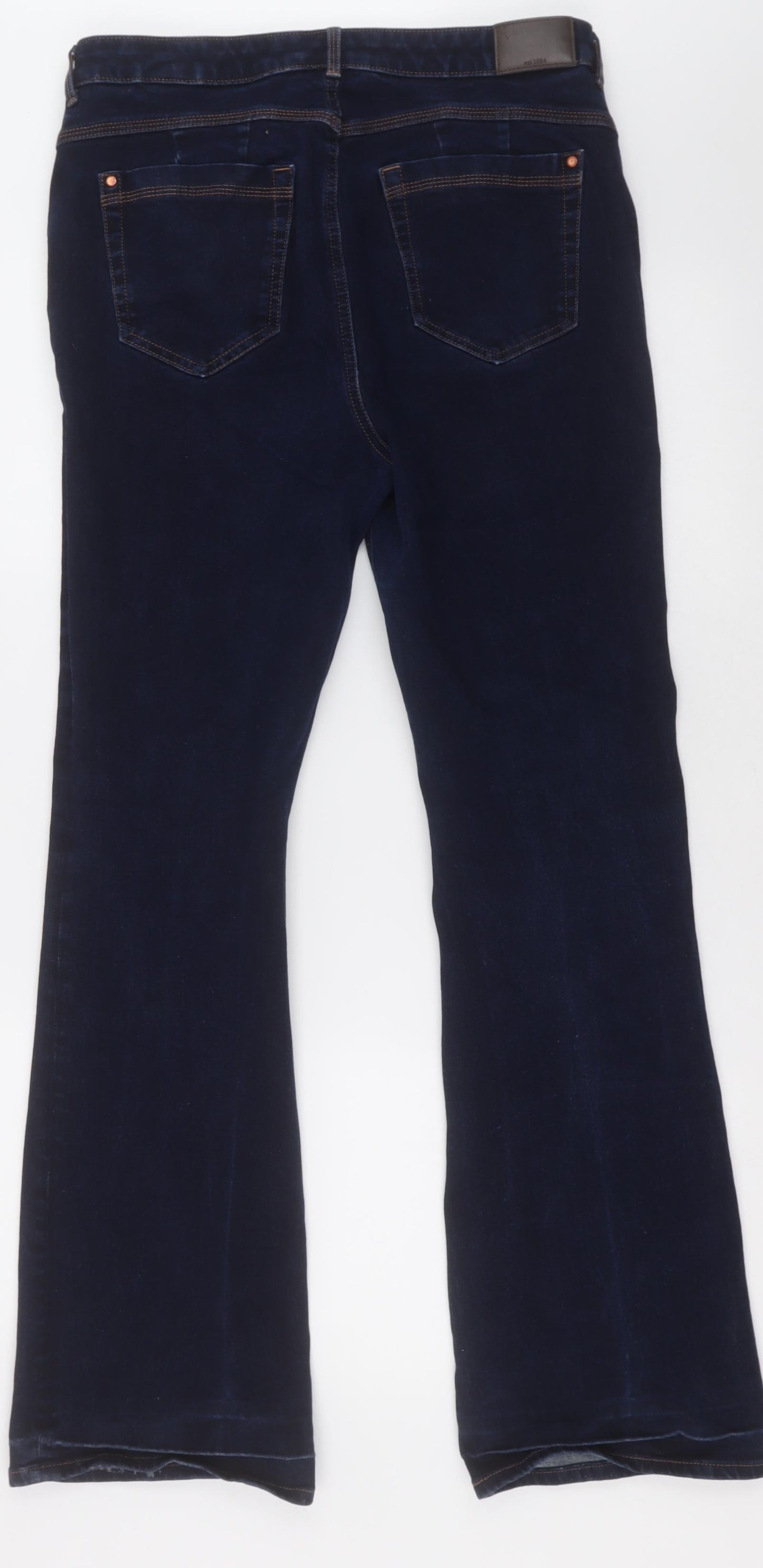 Marks and Spencer Womens Blue  Cotton Flared Jeans Size 16 L33 in Slim Button