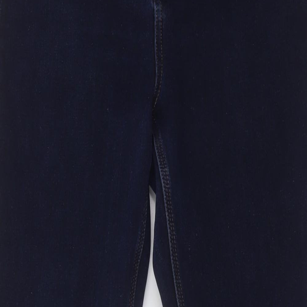 Marks and Spencer Womens Blue  Cotton Flared Jeans Size 16 L33 in Slim Button