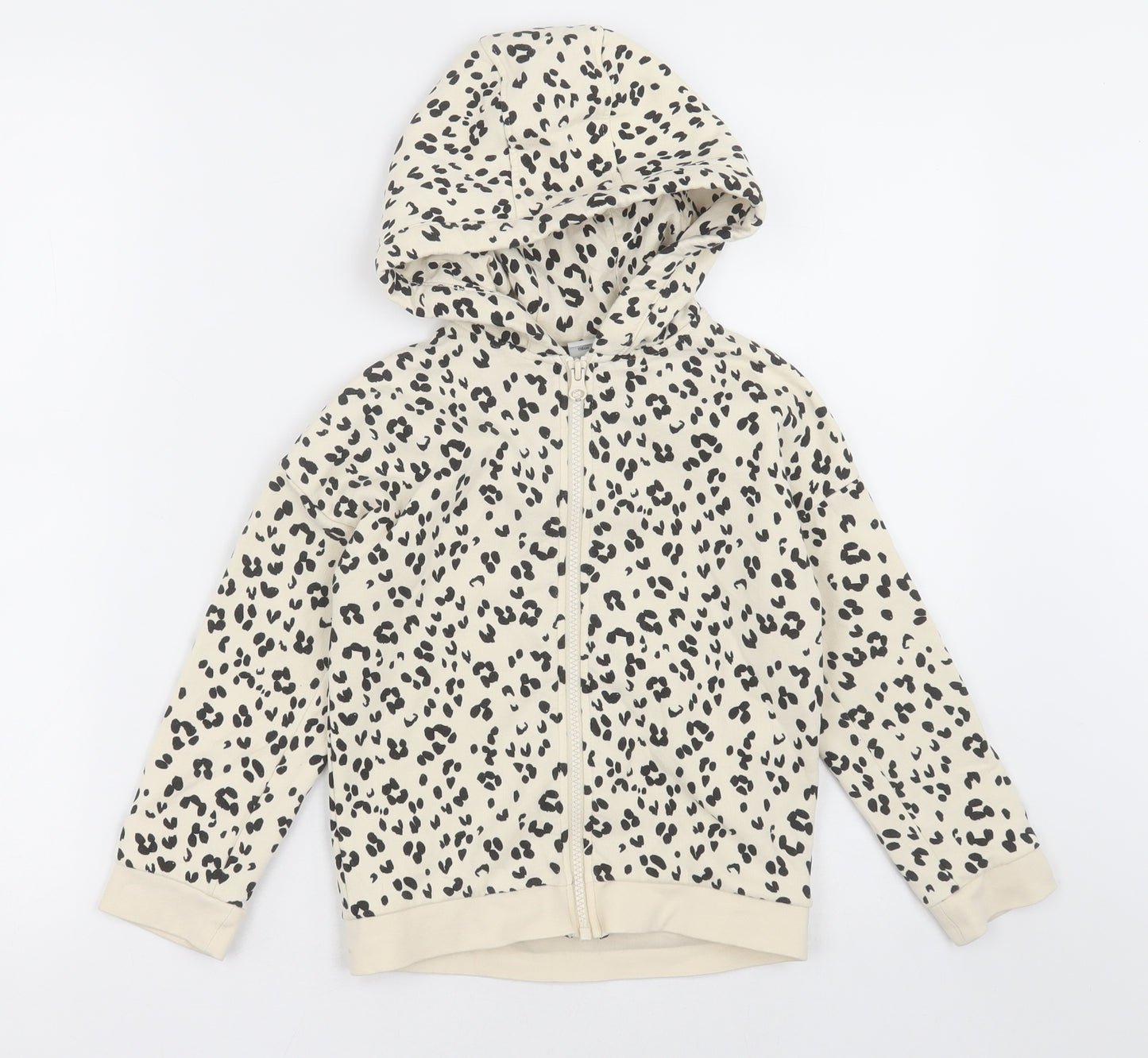 sainsburys Girls Beige Animal Print Cotton Full Zip Hoodie Size 6 Years  Zip