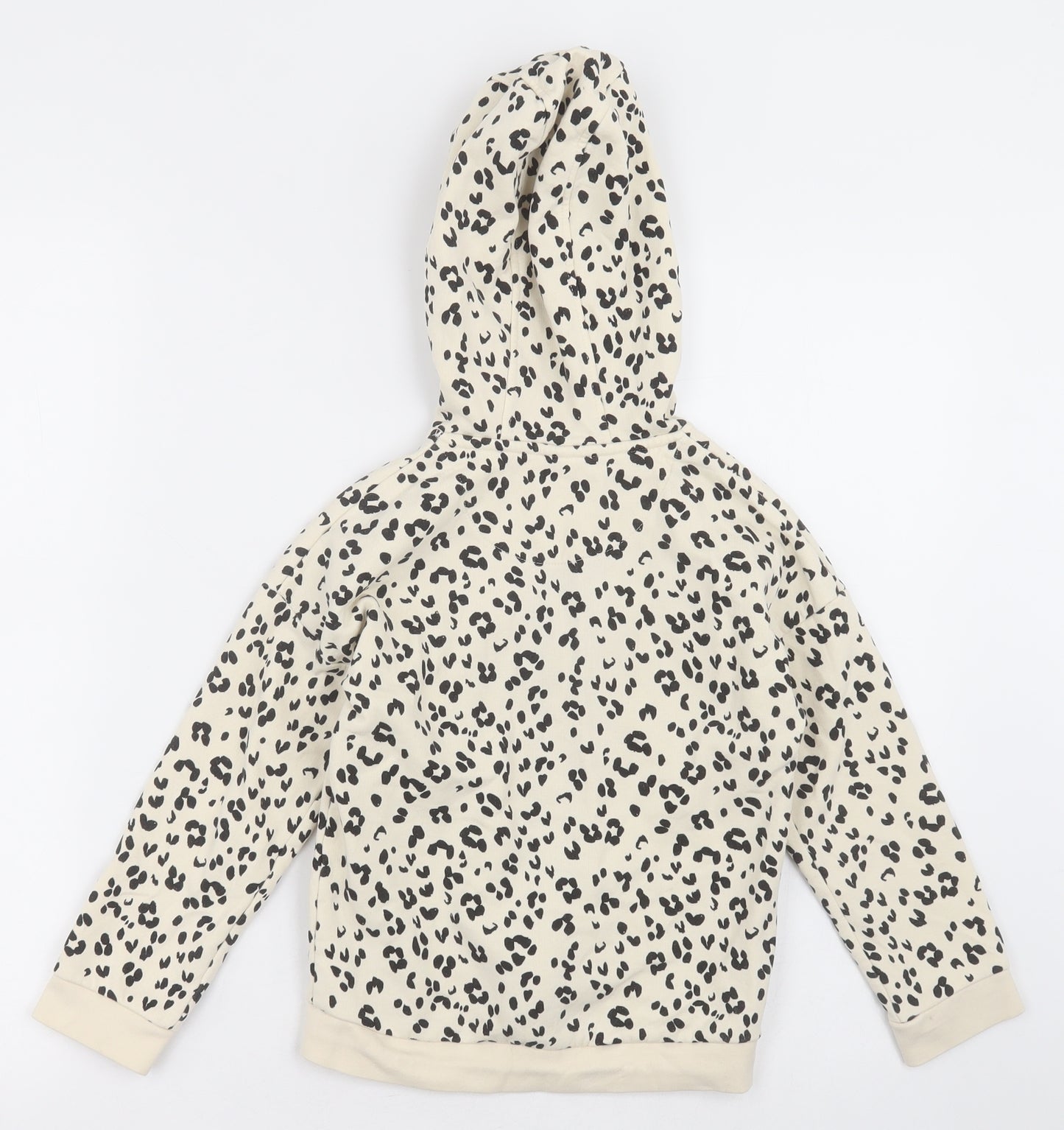 sainsburys Girls Beige Animal Print Cotton Full Zip Hoodie Size 6 Years  Zip