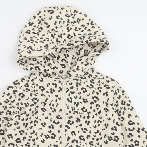 sainsburys Girls Beige Animal Print Cotton Full Zip Hoodie Size 6 Years  Zip