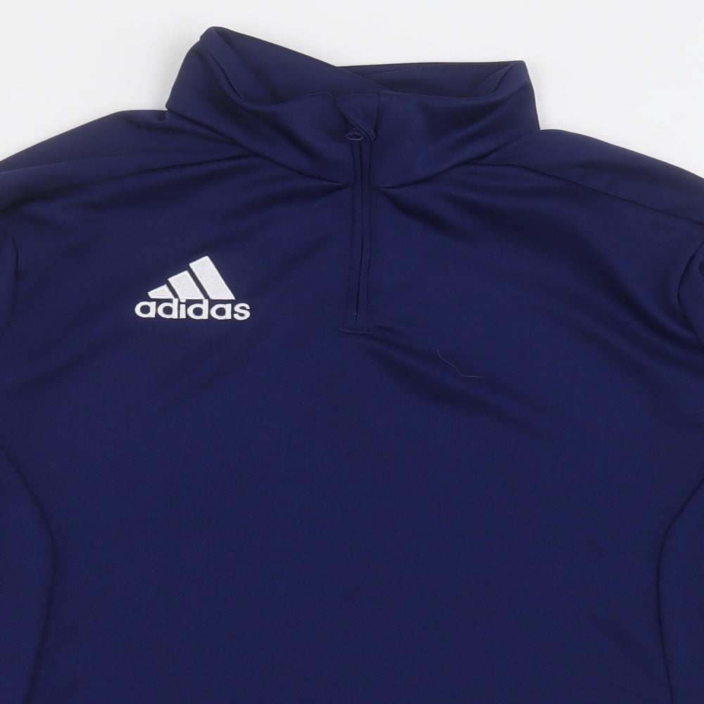 adidas Boys Blue Striped Polyester Pullover Sweatshirt Size 14-15 Years  Zip