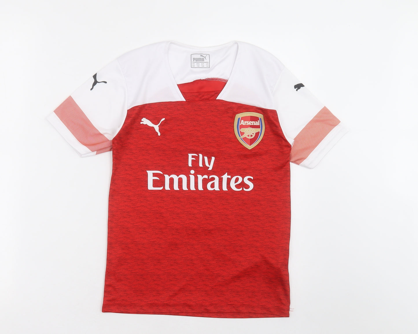 PUMA Boys Red  Polyester Pullover T-Shirt Size 9-10 Years V-Neck Pullover - Arsenal FC