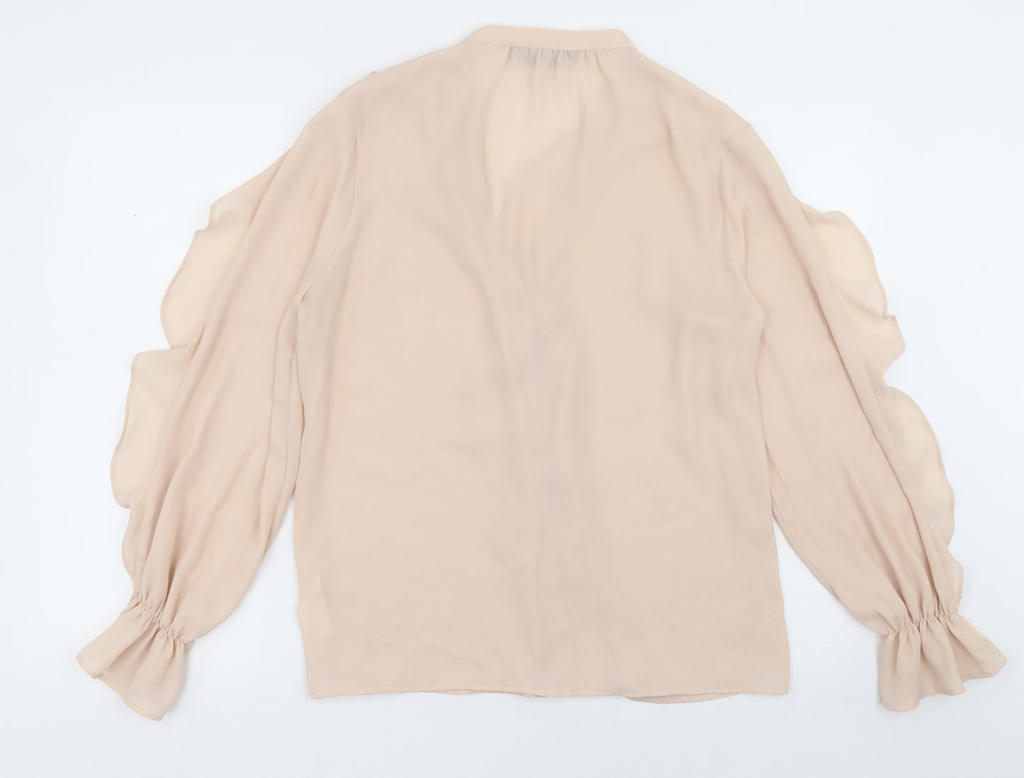 F&F Womens Beige  Polyester Basic Blouse Size 12 V-Neck