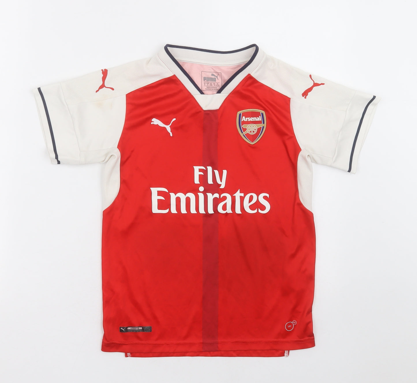 PUMA Boys Red  Polyester Pullover T-Shirt Size 9-10 Years Crew Neck Pullover - Arsenal FC