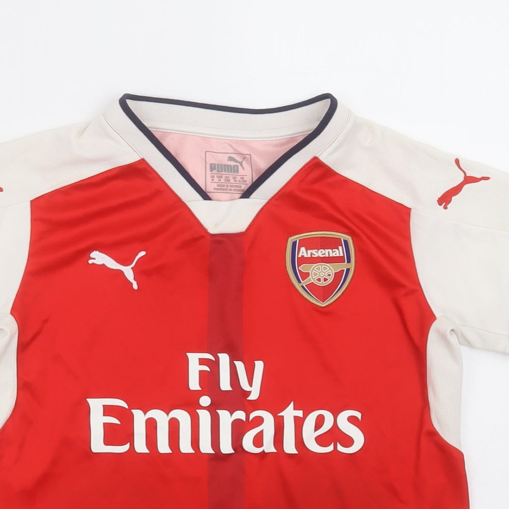 PUMA Boys Red  Polyester Pullover T-Shirt Size 9-10 Years Crew Neck Pullover - Arsenal FC