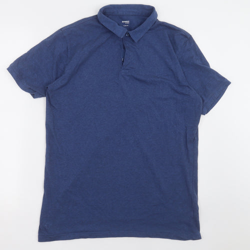 Dunnes Stores Mens Blue  Cotton  T-Shirt Size L Collared