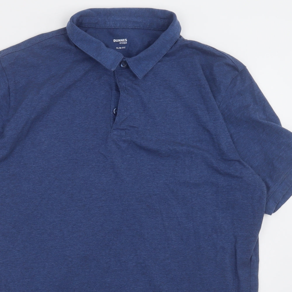 Dunnes Stores Mens Blue  Cotton  T-Shirt Size L Collared