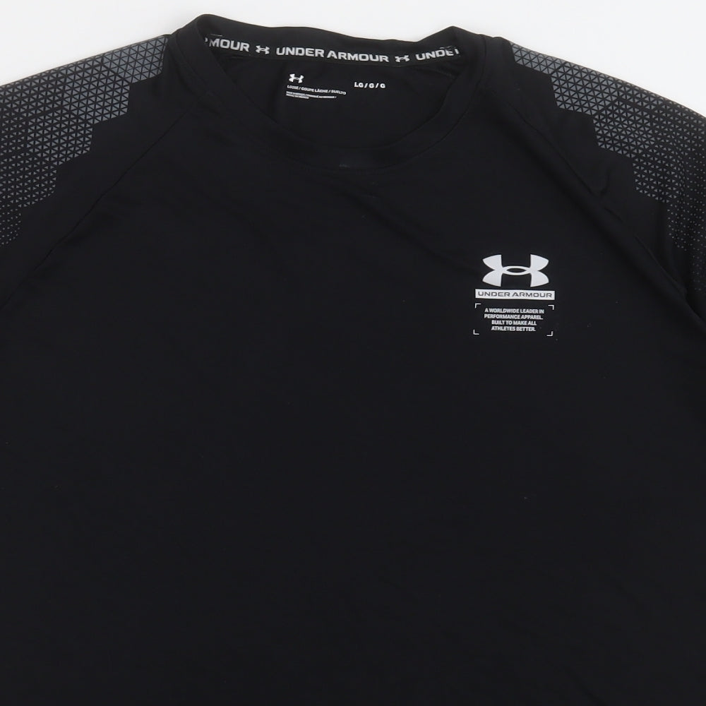 Under armour Mens Black  Polyester Basic T-Shirt Size L Crew Neck Pullover