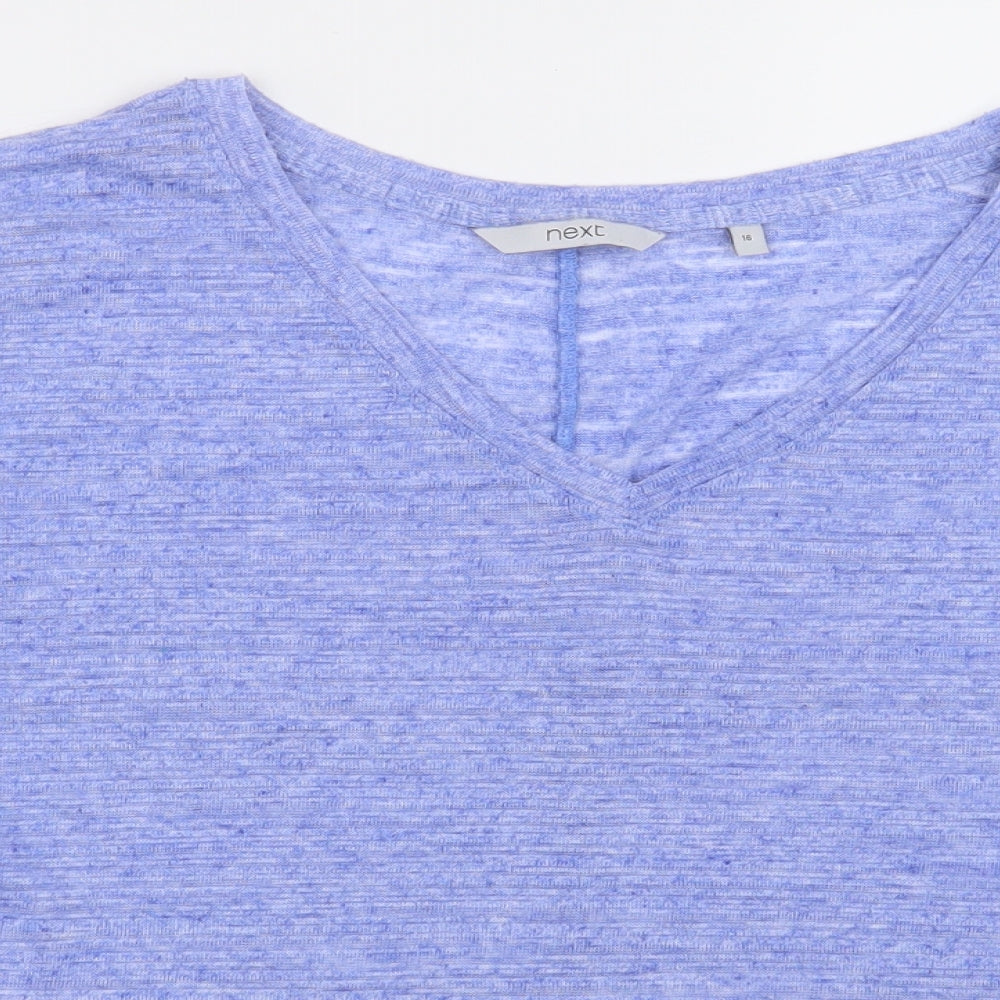 NEXT Womens Purple  Polyester Basic T-Shirt Size 16 V-Neck