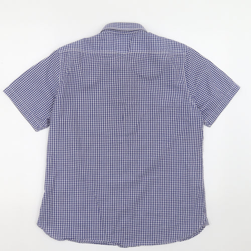 Mish Mash Mens Blue Check Cotton  Button-Up Size L Collared Button