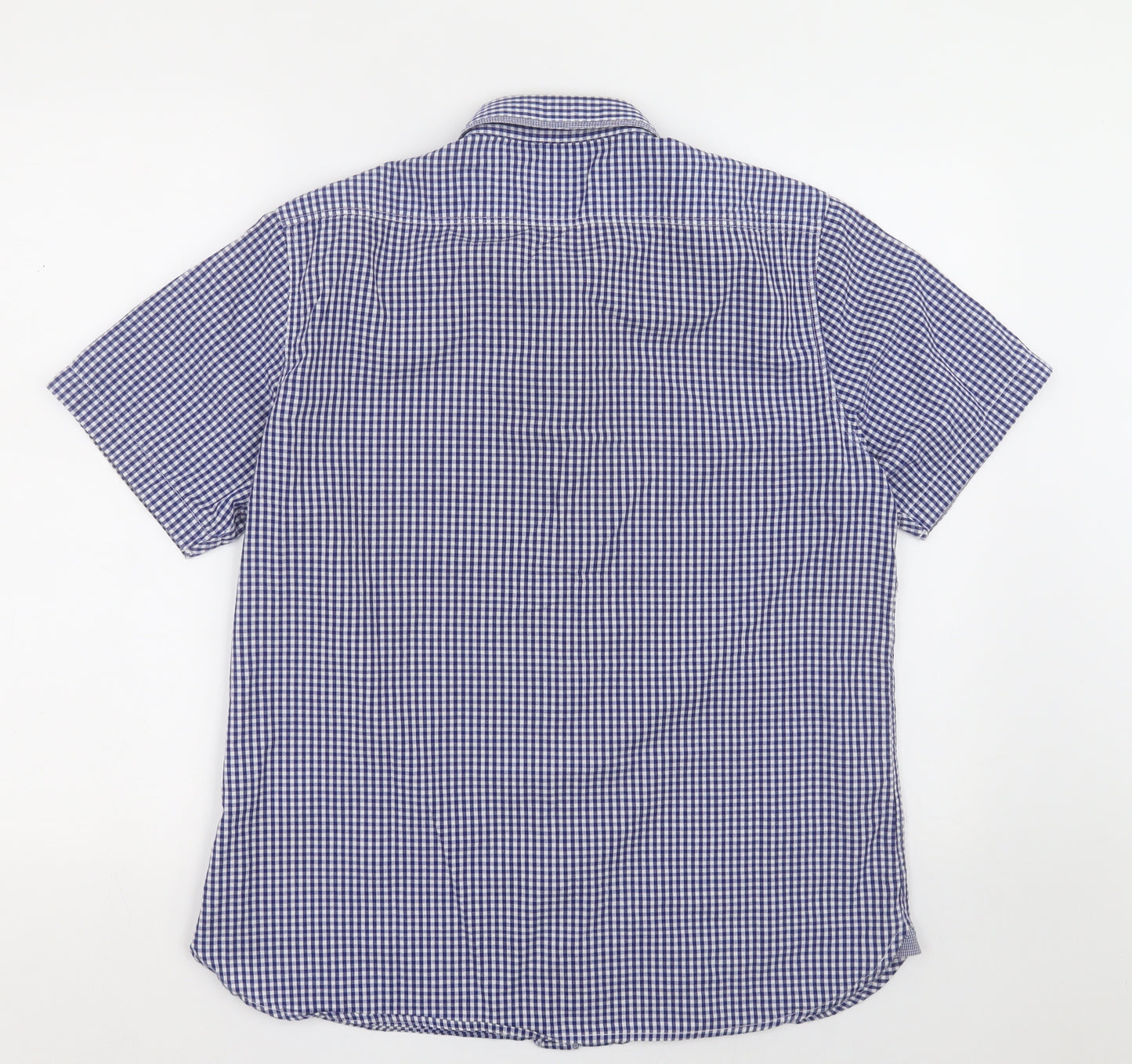Mish Mash Mens Blue Check Cotton  Button-Up Size L Collared Button